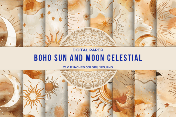 Download Boho Sun and Moon Celestial Paper - Moon Collection