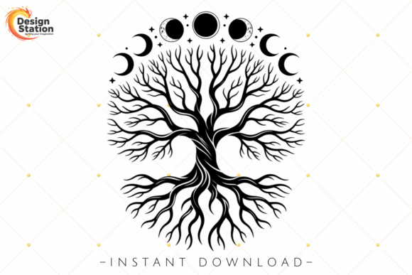 Download Mystical Celestial Tree Moon Phase PNG - Premium Bundle