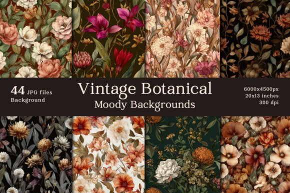Download 44 Moody Vintage Botanical Backgrounds - Vintage Collection
