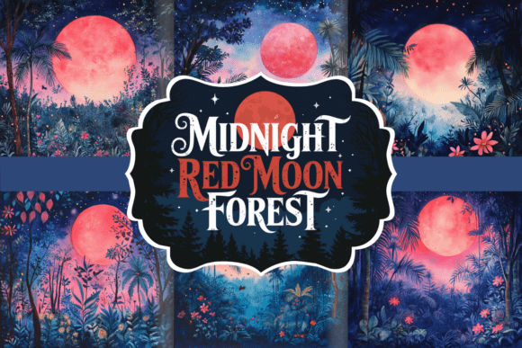 Download Midnight Red Moon Forest Junk Journal - Moon Collection