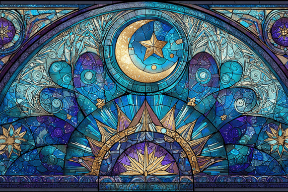 Download Stained Glass Sun Moon Window - Moon Collection