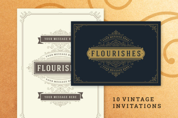Download 10 Vintage Ornament Invitations - Vintage Collection