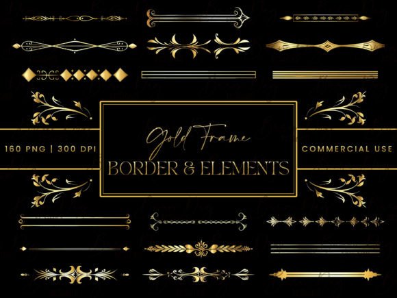 Download Gold Frame Border and Elements Clipart - Frame Collection