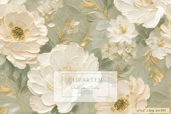 Download Oil Paint Peony Sage Green Pattern - Green pattern Collection