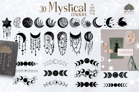 Download Mystical Moon and Moon Phases SVG PNG - Premium Bundle