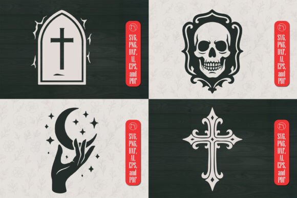 Download Skull, Cross, Moon Hand, Gravestone Cut - Moon Collection
