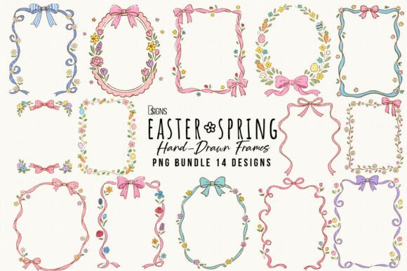 Download Easter Spring Hand-Drawn Frame Bundle - Frame Collection
